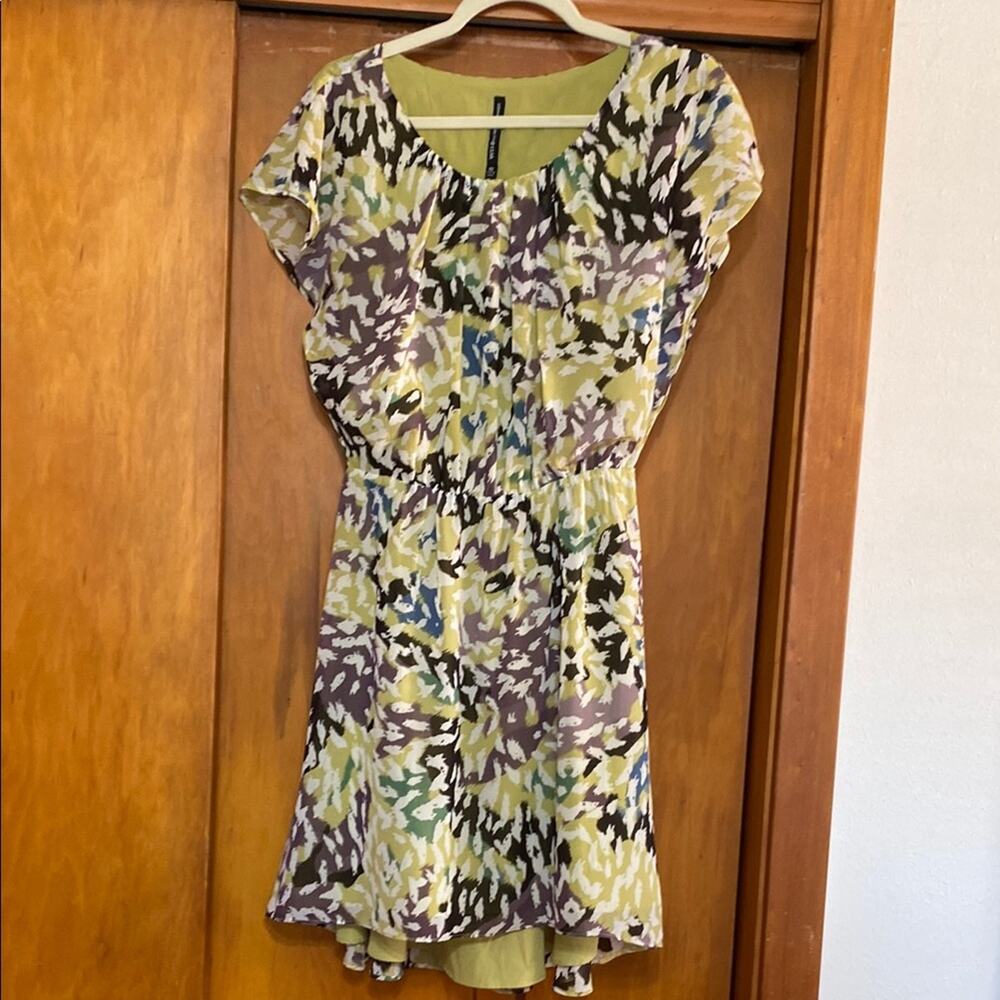 Multicolor Green Purple Abstract Animal Print Hi-Lo Dress Flowy